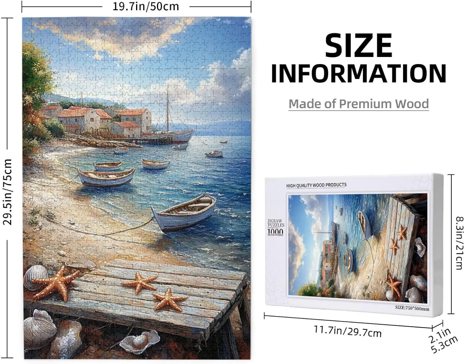 Mediterranean Seaside Fishing Villages, Vibrant Wall Art, Puzzles for Adults 1000 Pieces, Brainstorming Games and Party Stress relievers, Forget About The Worries of Life and School
