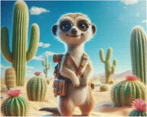 Meerkat Working as a Desert Survival Expert Jigsaw Puzzle - Made in USA