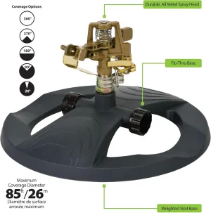 Melnor 65195AMZ Pulsating Lawn Sprinkler with Weighted Base- Adjustable Spray Pattern - Waters Up to 85' Diameter - Durable All-Metal Construction - Easy Unit-to-Unit Connections