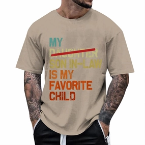 Men's T-Shirts Summer Casual Breathable Letter Print Short Sleeve Tee Basic Top for Father Day