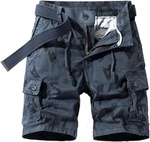 Men's Tactical Cargo Shorts Regular Fit - Summer Cotton Casual Shorts with Letter Print