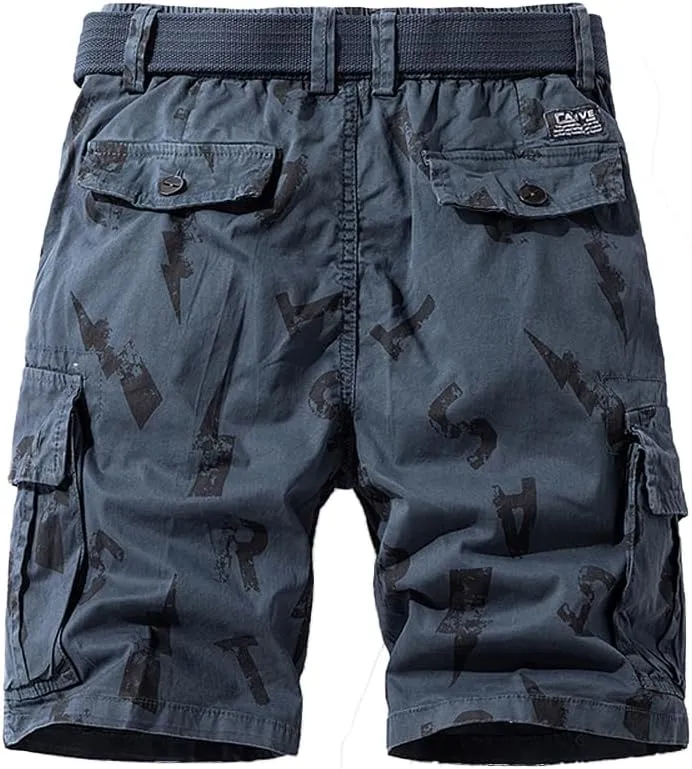 Men's Tactical Cargo Shorts Regular Fit - Summer Cotton Casual Shorts with Letter Print