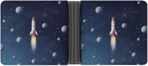 Menâ€™s Wallets,mens Leather Wallet,Rocket in Space Print Leather Wallet,suitable for Daily Travel Use
