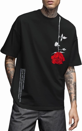 Mens Graphic Tees Vintage T-Shirts Oversized Letter Print Casual Crewneck Cotton Top Short Sleeve Rapper Streetwear
