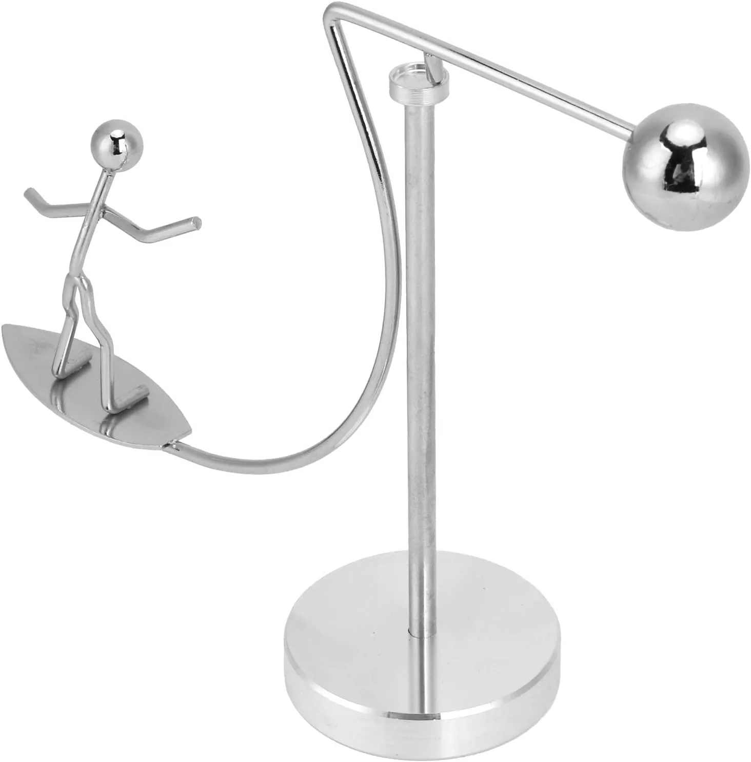 Metal Balance Toy,Magnetic Toy Surfing Men,Balance Surfing Decors,Physics Balancing Men Statue Surf Men Decor,Surfs Up Silver Stainless Steel for Home Office Desktop Decor