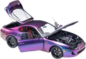 Metal Die Cast Toy Cars 1 18 for Supra A80 Diecast Model Car for Collectors and Adult Car Enthusiasts Purple for Home Or Office Décor
