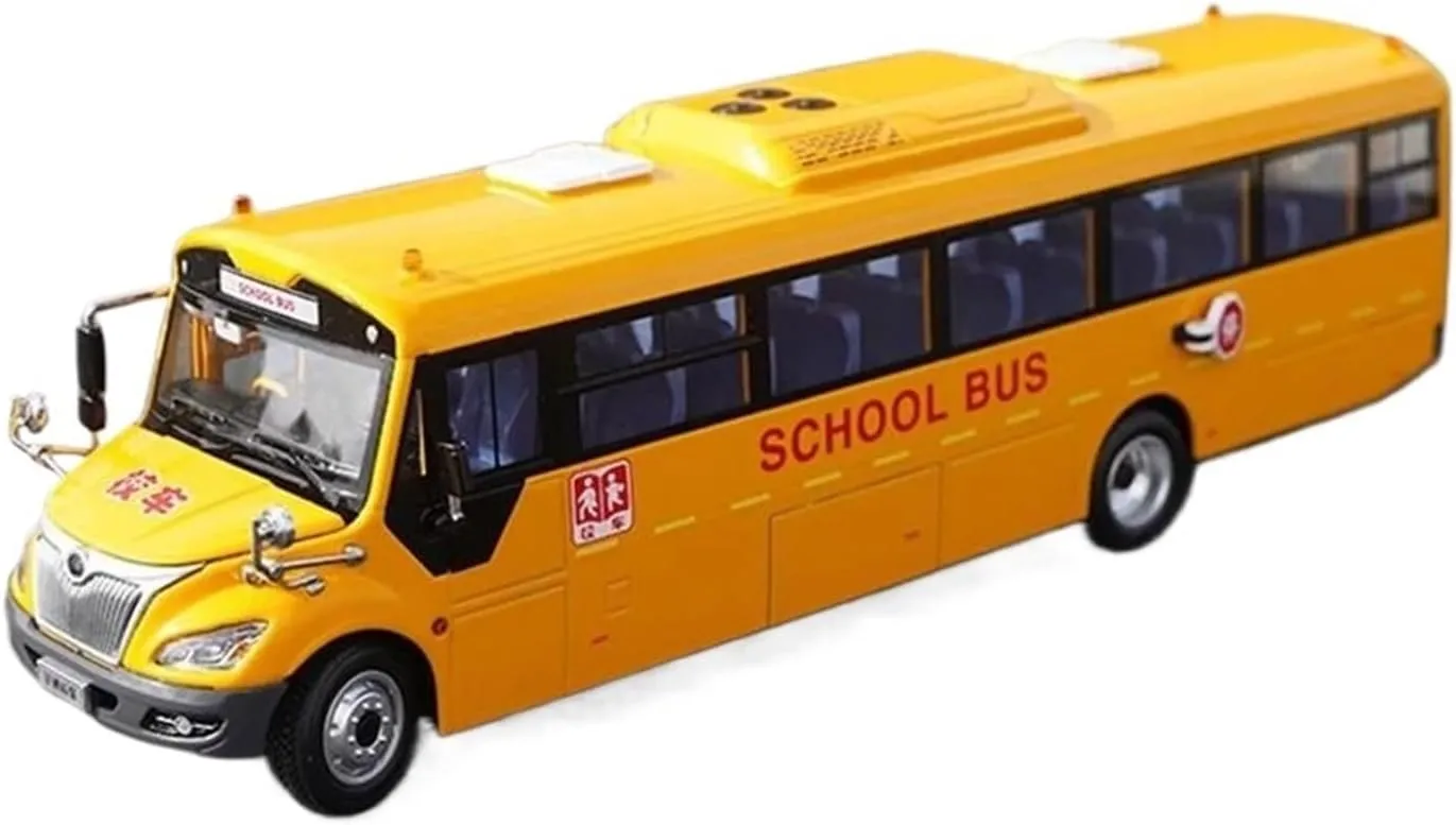 Metal Die Cast Toy Cars 1:42 Scale Diecast Alloy for Yutong School Bus S11 Toys Cars Model Classics Nostalgia Adult Souvenir Yellow for Home Or Office Décor