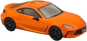 Metal Die Cast Toy Cars 1:64 for GR86 RZ 10th Anniversary with Rear Spoiler Flame Orange HJ643048P Car Models Desktop Decorations for Home Or Office Décor