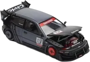 Metal Die Cast Toy Cars 1:64 for Pandem Civic EG6 Mk5 Rocket Bunny Wide-Body Modification Car Model Adult Ornaments Black for Home Or Office Décor