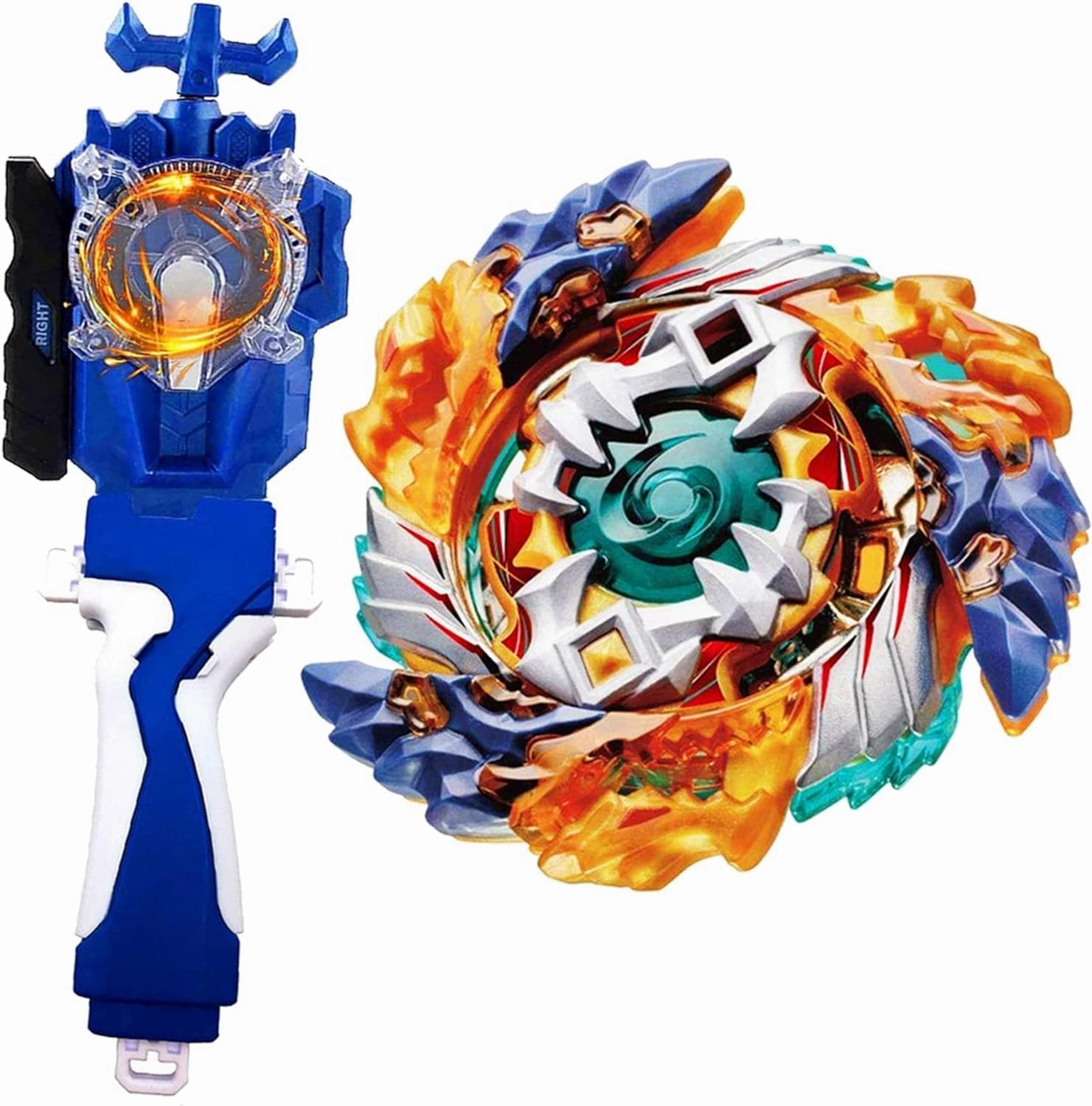 Metal Fusion Games Blade Toy Set Sparking Launcher Grip Bey Battling Top Burst Booster B-122 Starter Geist Fafnir.8'.Ab Left Right Launcher Evolution Play Blades Game Toy Set Gift for Boys