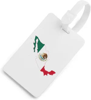 Mexico Flag Map Cute Luggage Tag Identify Name ID Card Holder Labels for Women Men Travel Suitcase Bag