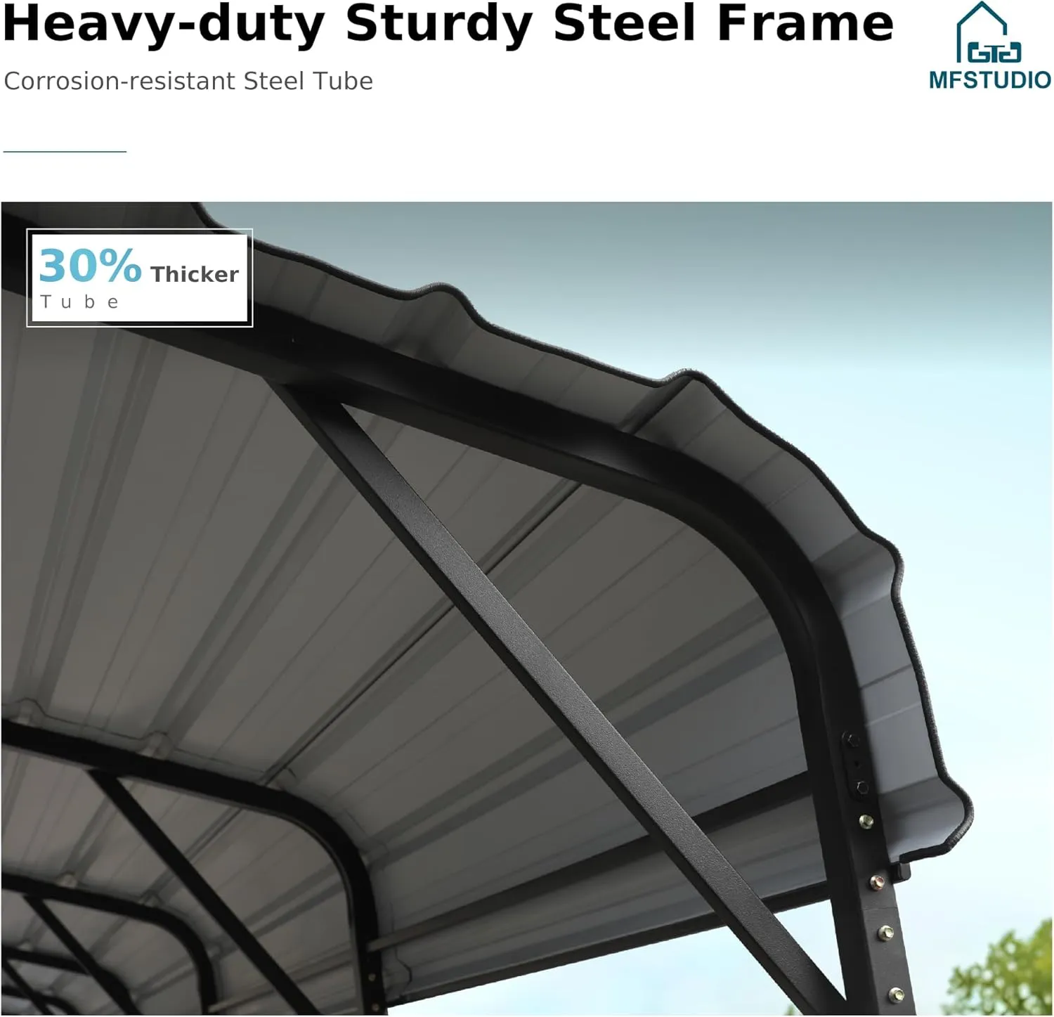 MFSTUDIO Carport 20x30 ft, Outdoor Heavy Duty Carports with Sidewalls, Metal Shed Canopy Shelters Garage Shelter Shade Car Ports with Galvanized Roof for 3 Cars, Truck and Boats