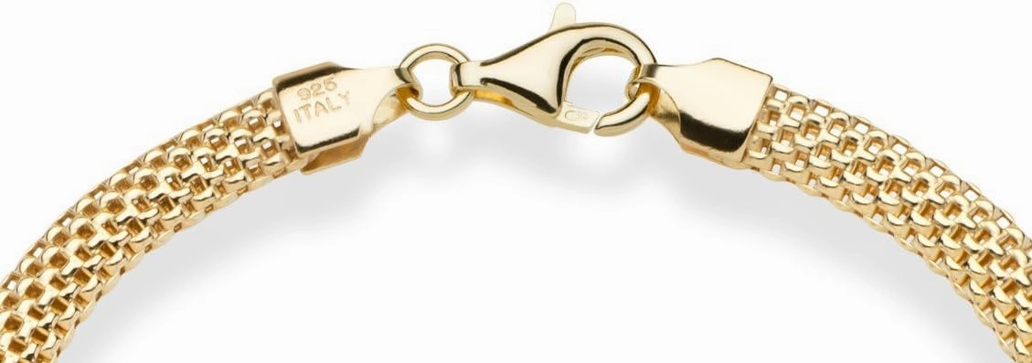 Miabella 18K Gold Over Sterling Silver Italian 5mm Mesh Link Chain Bracelet for Women, 925 Made in Italy