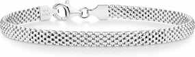 Miabella 925 Sterling Silver Italian 5mm Mesh Link Chain Bracelet for Women, Made in Italy