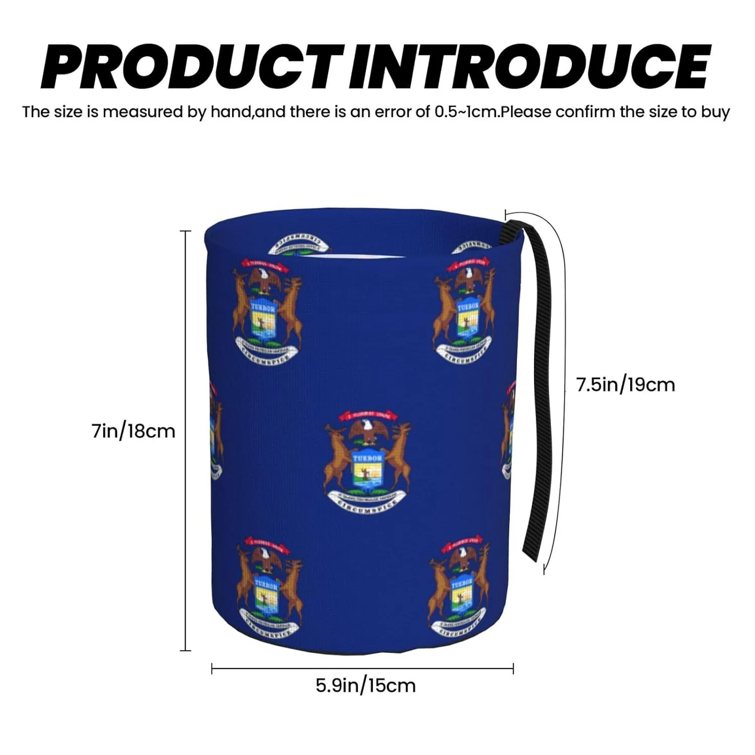 Michigan State Flag Car Trash Can Bag Hanging Storage Pockets Leak-Proof Organizer for Camping and Adventures