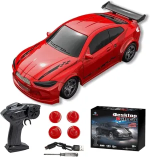 Mini Desktop RC Drift Car, 1/64 Scale 2.4Ghz High Speed Drift 4WD Remote Control Four Wheel Drive Drifting Tire Racing Sport Car Hobby Gift for Adults