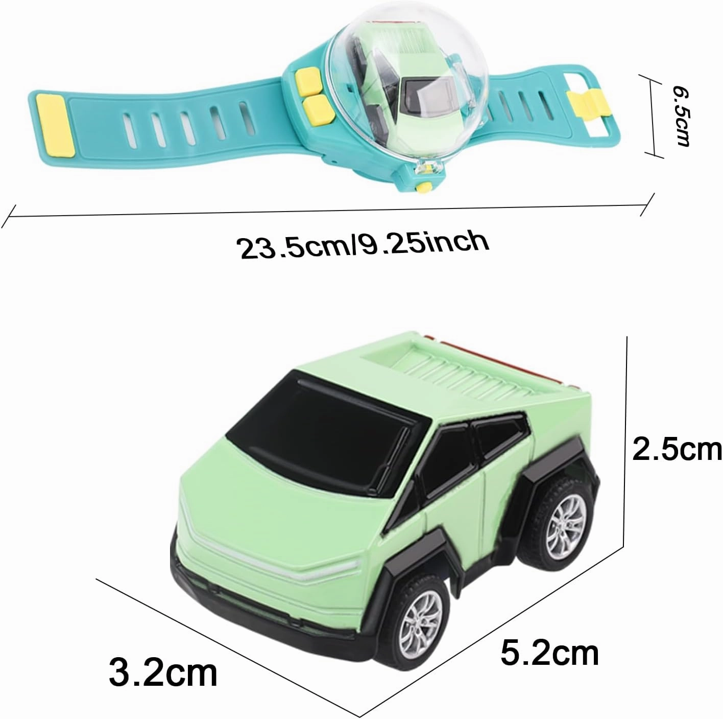 Mini New Watch Remote Control Car Easter Toy, 2.4GHZ RC Racing Car Battle Watch Toys for Kids Boys Girls,LED Lights, USB Charging,Birthday Party, Green