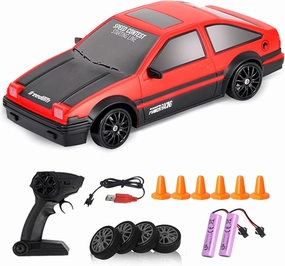 Mini Rc Drift Cars, Remote Control Drift Boys Car 2.4GHz, 15km/H High-Speed Four-Wheel Drive Racing Adult Toy Car, with Led Lights, 2 Rechargeable Batteries, Suitable for Boys and Girls Gift