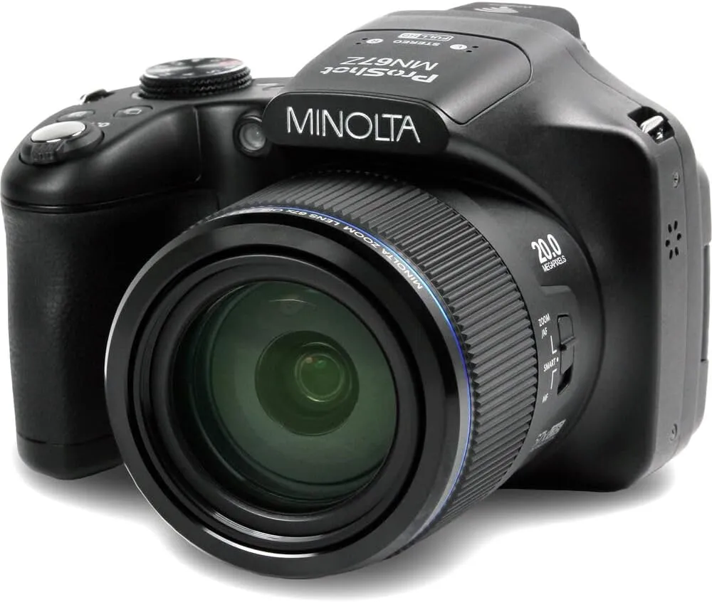 MINOLTA MN67Z 20 MP / 1080P FHD Bridge Digital Camera w/67x Optical Zoom (Black) Bundle with 32GB Memory Card   Camara Bag   Cleaning Kit   Vlogging Tripod   Accessories