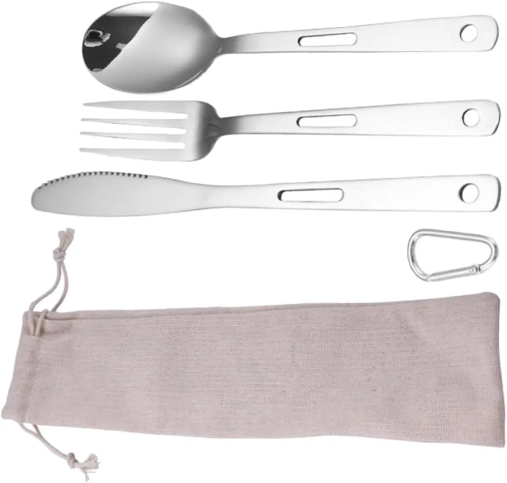 Mipcase Elevate Your Outdoor Meals Stainless Steel Camping Cutlery Set Fork Knife Spoon Lightweight Durable