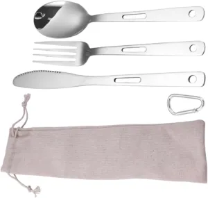 Mipcase Elevate Your Outdoor Meals Stainless Steel Camping Cutlery Set Fork Knife Spoon Lightweight Durable