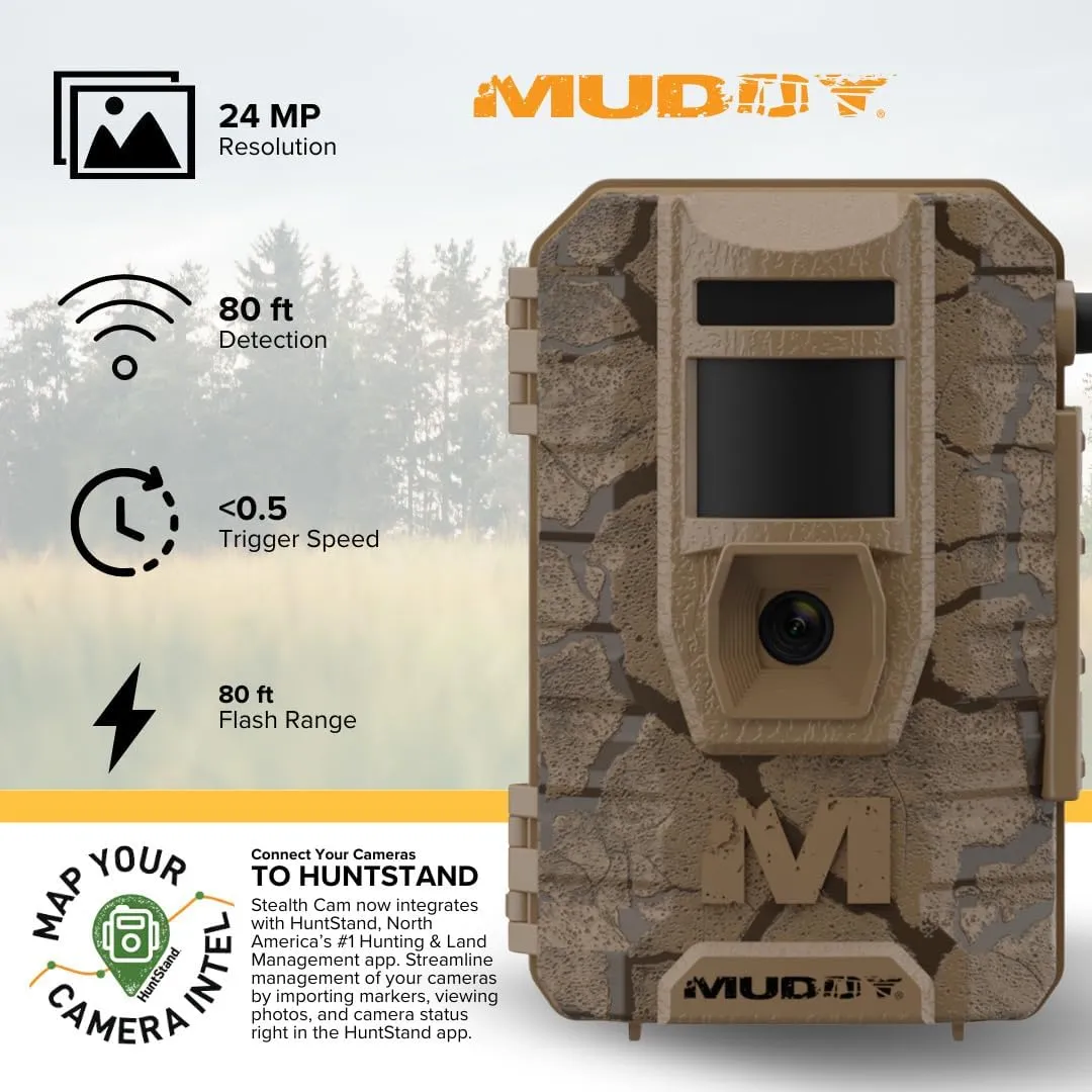 Mitigator 2.0 24MP Cellular Camera Combo with 720p Video and Versatile Mounting (Brown, 4-Pack) Bundle with All-in-One High Speed Card Reader (5 Items)
