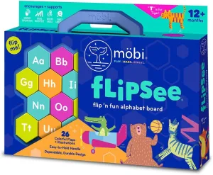 Mobi Flipsee Alphabet Learning Toy - Flip n' Fun Alphabet Board Toy, ABC Montessori Game for Kids, Colorful Letter Tiles Learning Games and Activity - for Ages 12 Months and Up (Pack of 1)