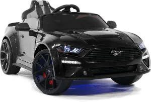 Moderno Kids Ford Mustang GT 24V Power Children Ride-On Car with R/C Parental Remote   EVA Foam Rubber Wheels   Leather Seat   Bluetooth MP3 FM Radio Music Player   LED Lights   Car Cover   Floor Mats