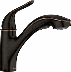 Moen Brecklyn Mediterranean Bronze Single-Handle Pull-Out Sprayer Kitchen Sink Faucet with Power Clean, 87557BRB