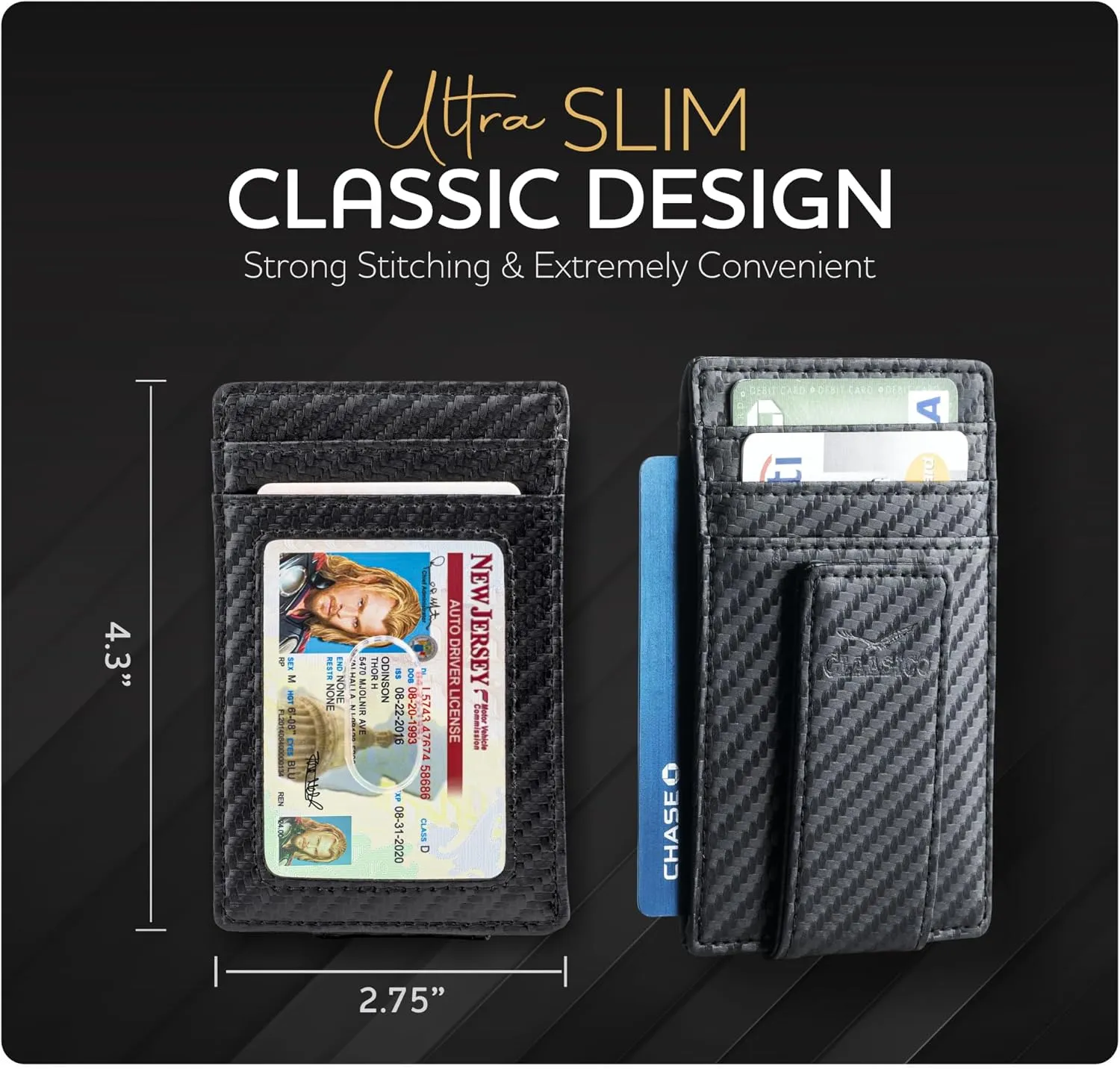 Money Clip Leather Wallet For Men Slim Front Pocket RFID Blocking with Super Strong Magnetic