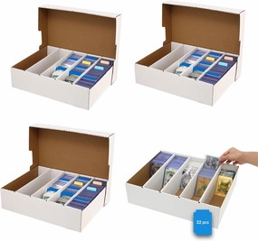 Monster 5 Row Card Storage Box,3900 Count Cards Organizer Box for Collectible Trading Card,Soccer, Baseball Game Cards (5 Row-4 pack)