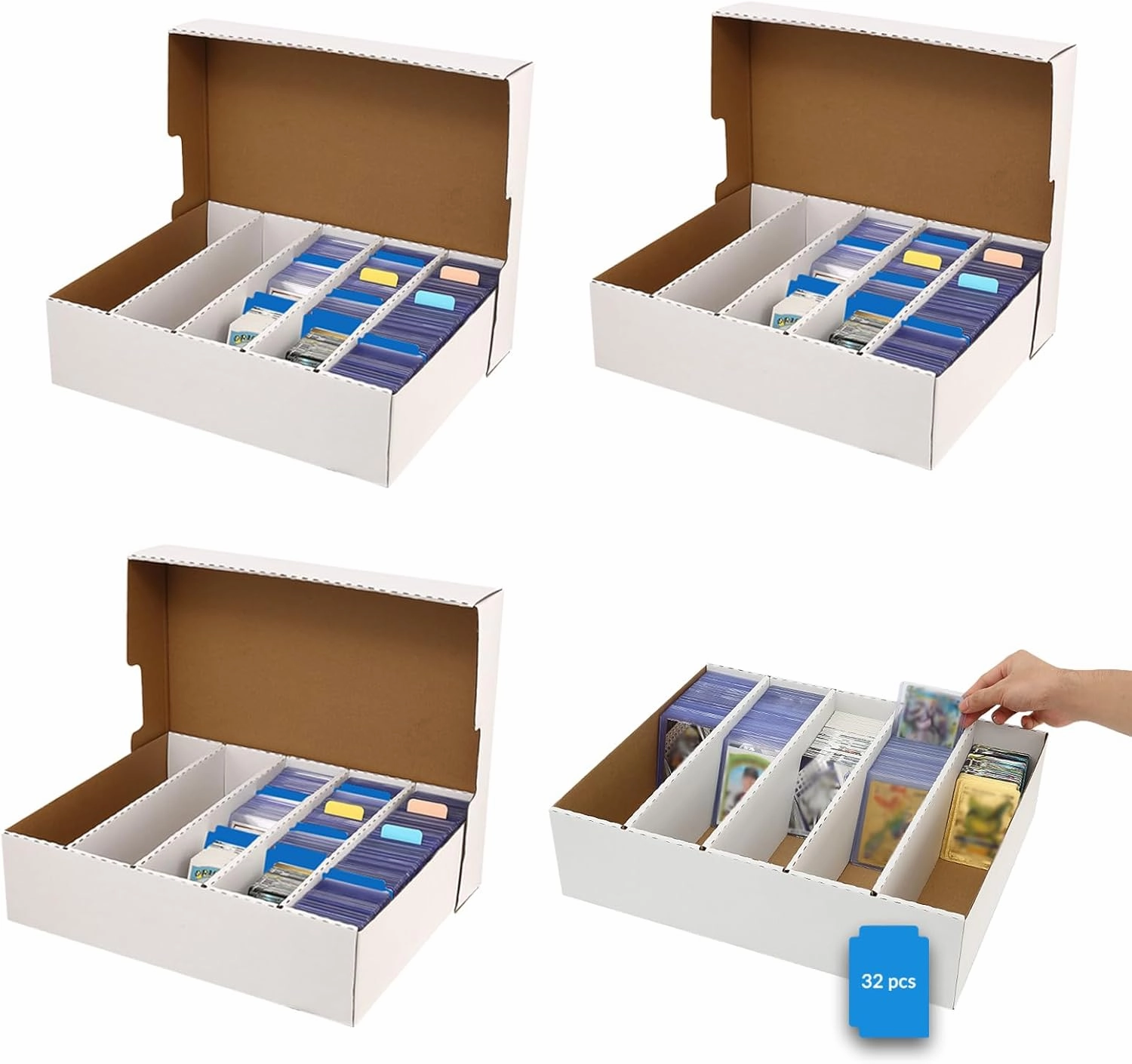 Monster 5 Row Card Storage Box,3900 Count Cards Organizer Box for Collectible Trading Card,Soccer, Baseball Game Cards (5 Row-4 pack)