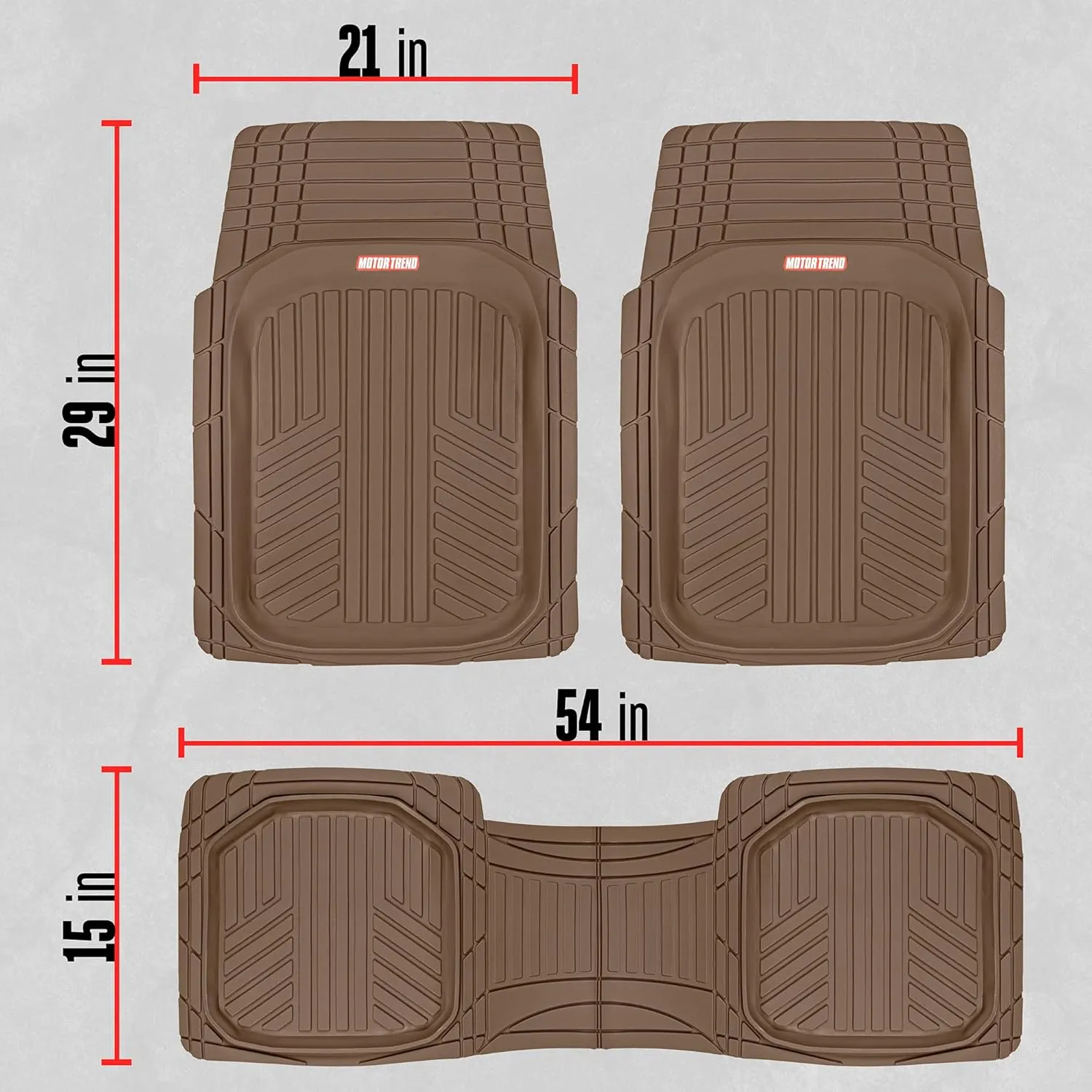 Motor Trend FlexToughXL DeepDish Floor Mats for Cars, Full Set All-Weather Rubber Automotive Floor Mats Waterproof Heavy Duty Car Mats Flexible Floor Liners for Car Truck Van SUV Car Floor Mat (Brown)