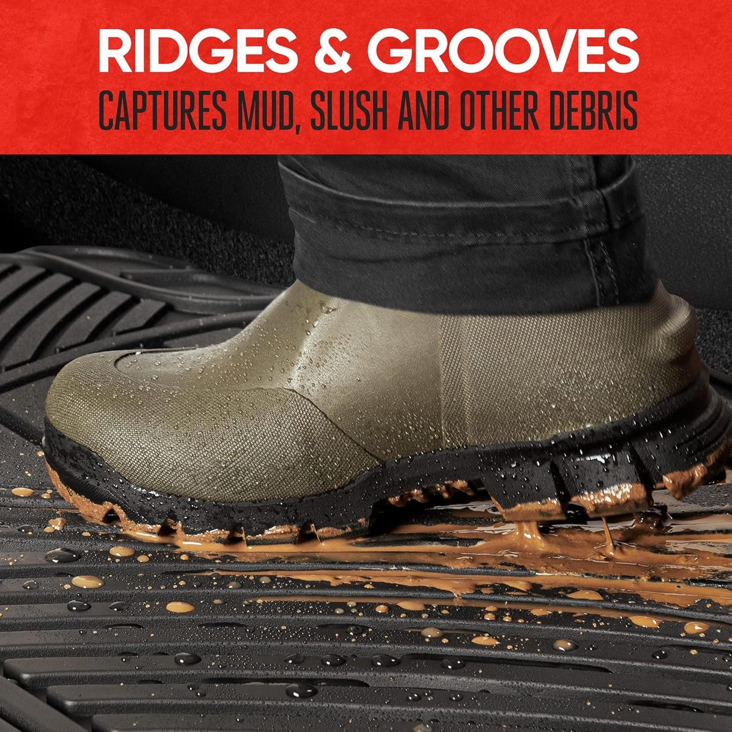 Motor Trend 3 Row Odorless Rubber Floor Mats & Liners for Car SUV Van, Durable Heavy Duty Polymerized Latex Full Interior Protection, Extra-High Ridgeline Design, Black, Model Number: MT-773-801-BK