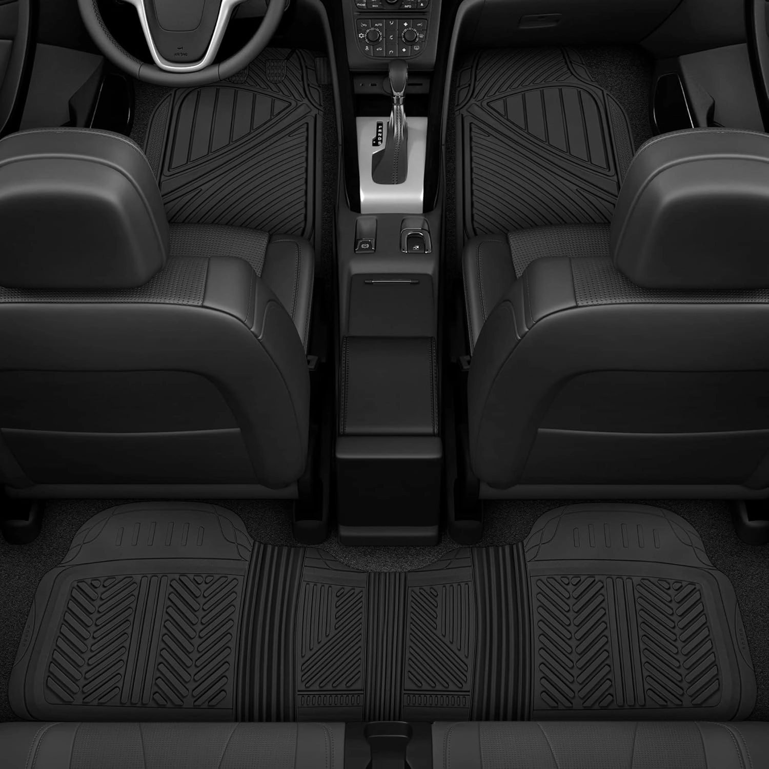 Motor Trend 3 Row Odorless Rubber Floor Mats & Liners for Car SUV Van, Durable Heavy Duty Polymerized Latex Full Interior Protection, Extra-High Ridgeline Design, Black, Model Number: MT-773-801-BK