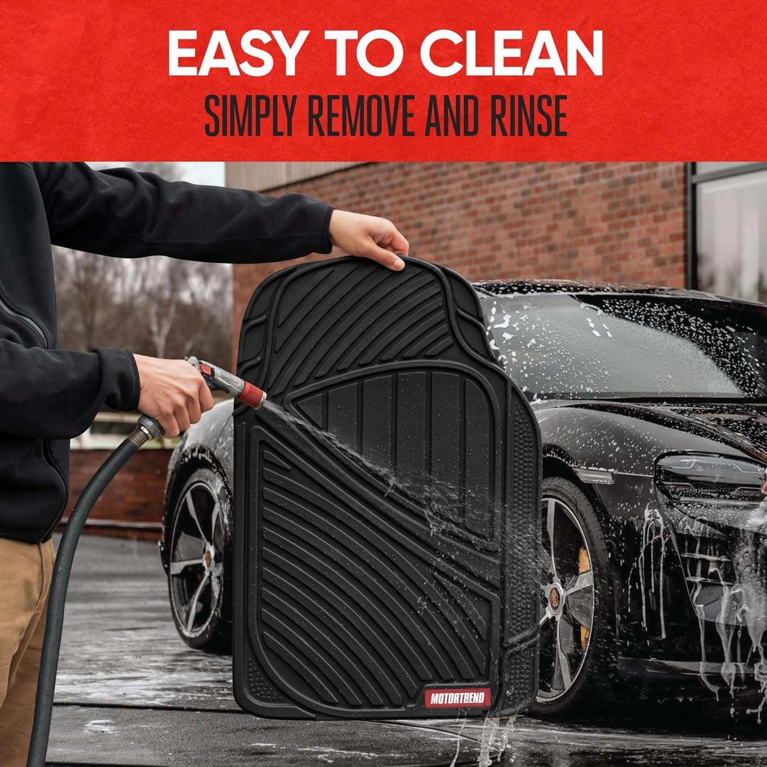 Motor Trend 3 Row Odorless Rubber Floor Mats & Liners for Car SUV Van, Durable Heavy Duty Polymerized Latex Full Interior Protection, Extra-High Ridgeline Design, Black, Model Number: MT-773-801-BK