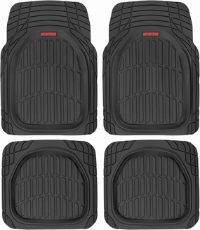 Motor Trend Front & Rear Seat Mats FlexTough Tortoise, Heavy Duty Rubber Floor Mats for Car SUV Van & Truck, All Weather Protection Deep Dish Mats