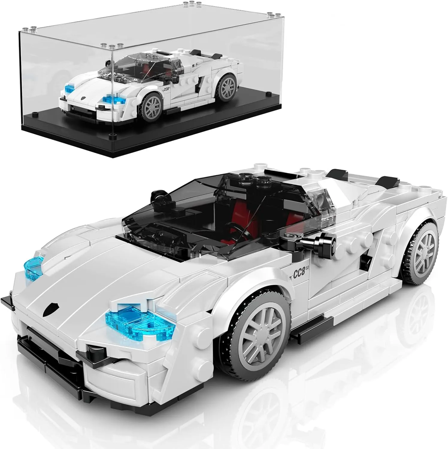 Mould King Speed Champion C850 Racing Car Building Kit with Acrylic Display Case, 27070 Collectible Model Car Kits, Building Blocks Kit Racing Toy Cars for Adult Kids 8 (388 PCS)