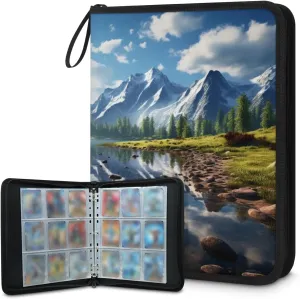 Mountain Lake 3 Ring Trading Zipper Binder Strap, Trading Card Binder 9 Pocket, 900 Pockets Card Holder with 50 Removable Sleeves for Game Cards