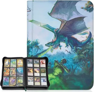 MTG Card Binder, 9-Pocket Magic Card Album, Holds 360 Cards, Leather Side -Loading Card Storage Binder, Premium Card Collector Book for TCG Players (Nature's Retribution)