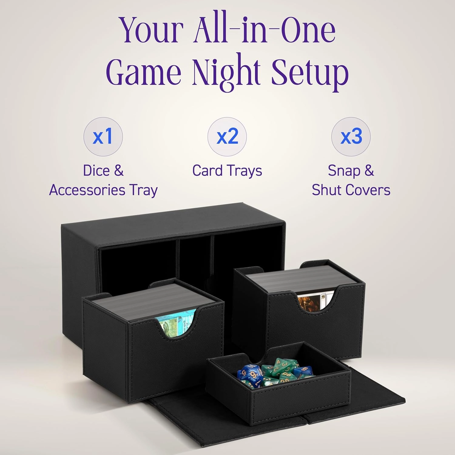 MTG Deck Box Commander with Dual Sideloading & Dice Tray – Magic the Gathering Deck Box Vault Case for TCG, Lorcana & More – Magic Card Box Organizer Holds 200  Double-Sleeved Cards