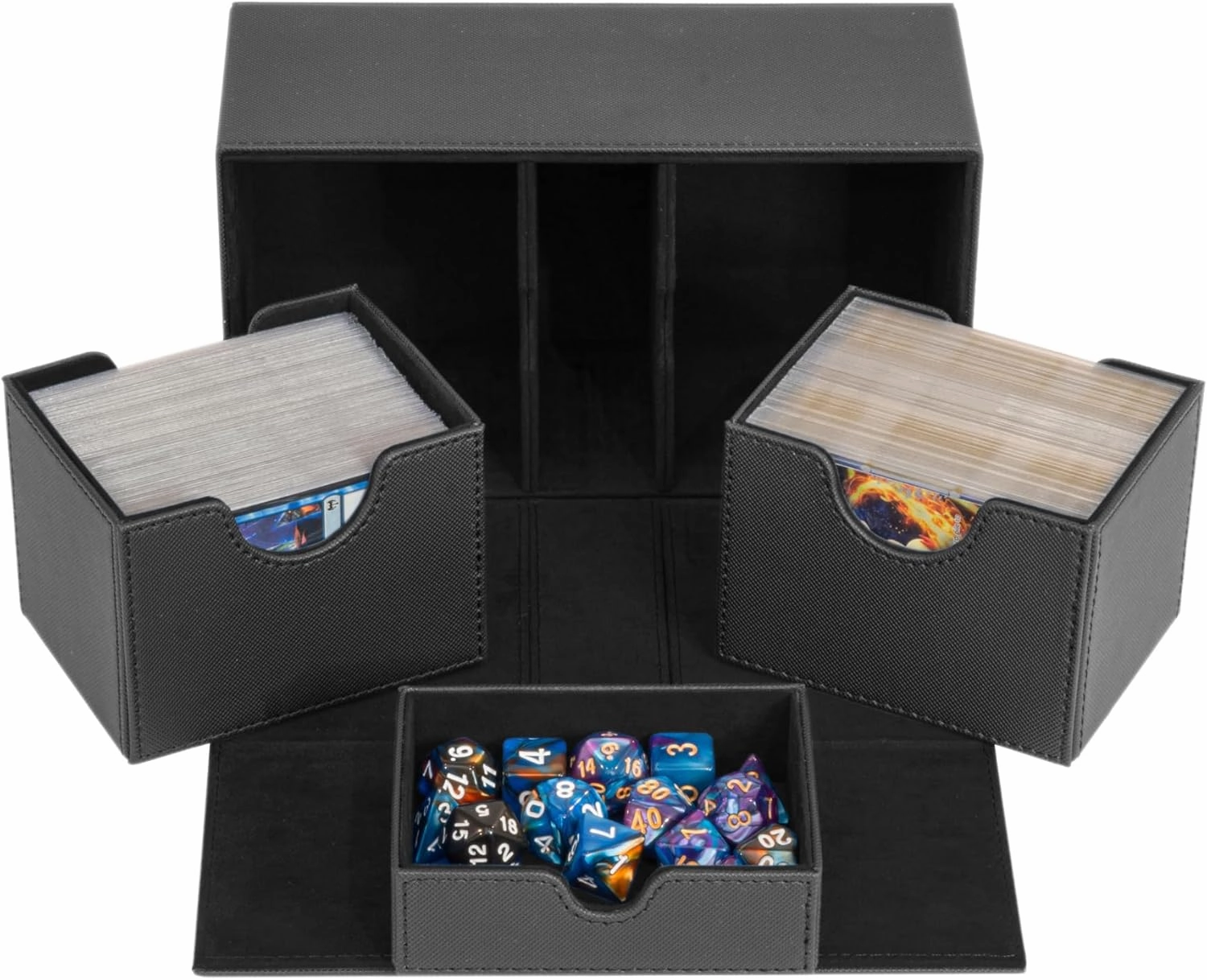 MTG Deck Box Commander with Dual Sideloading & Dice Tray – Magic the Gathering Deck Box Vault Case for TCG, Lorcana & More – Magic Card Box Organizer Holds 200  Double-Sleeved Cards