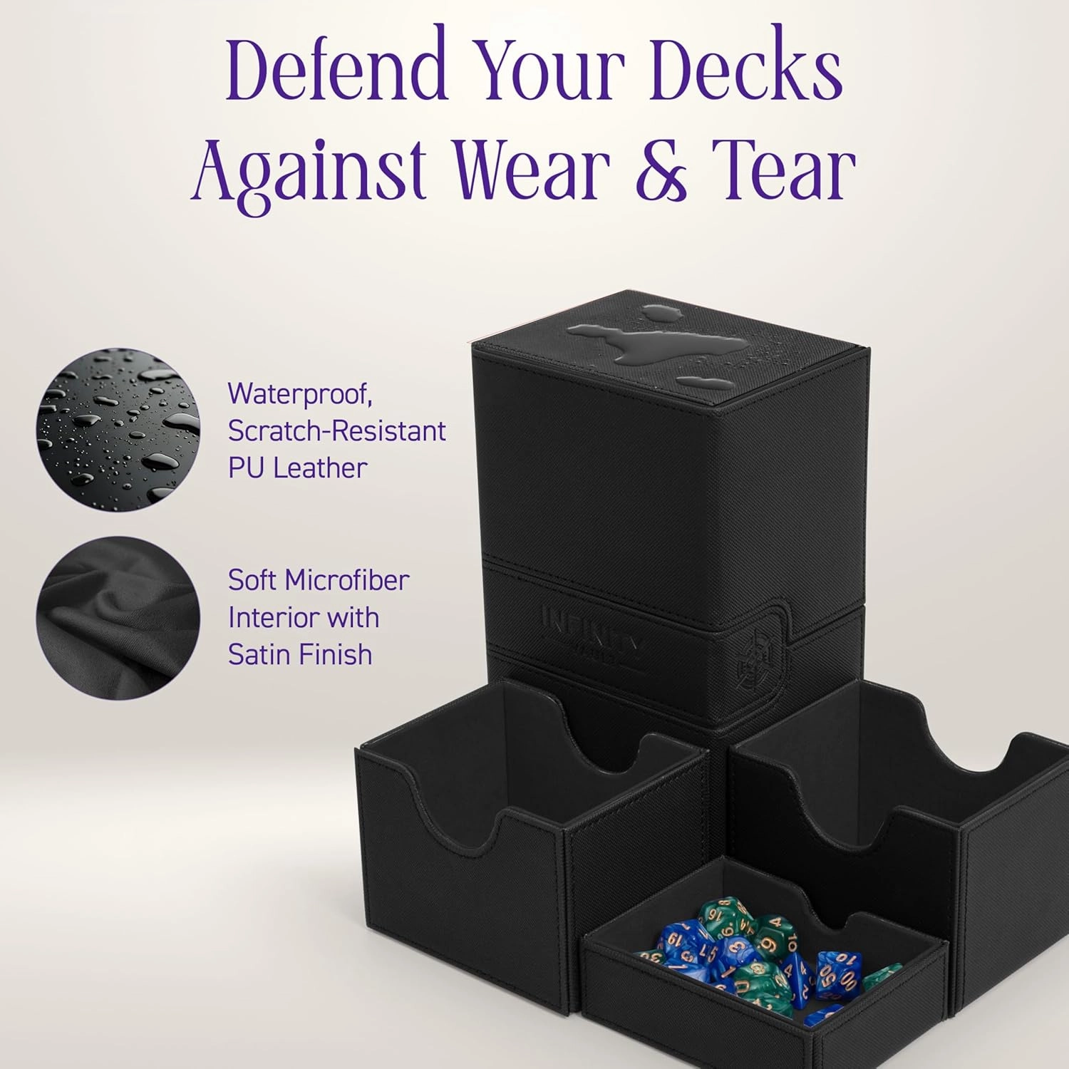 MTG Deck Box Commander with Dual Sideloading & Dice Tray – Magic the Gathering Deck Box Vault Case for TCG, Lorcana & More – Magic Card Box Organizer Holds 200  Double-Sleeved Cards