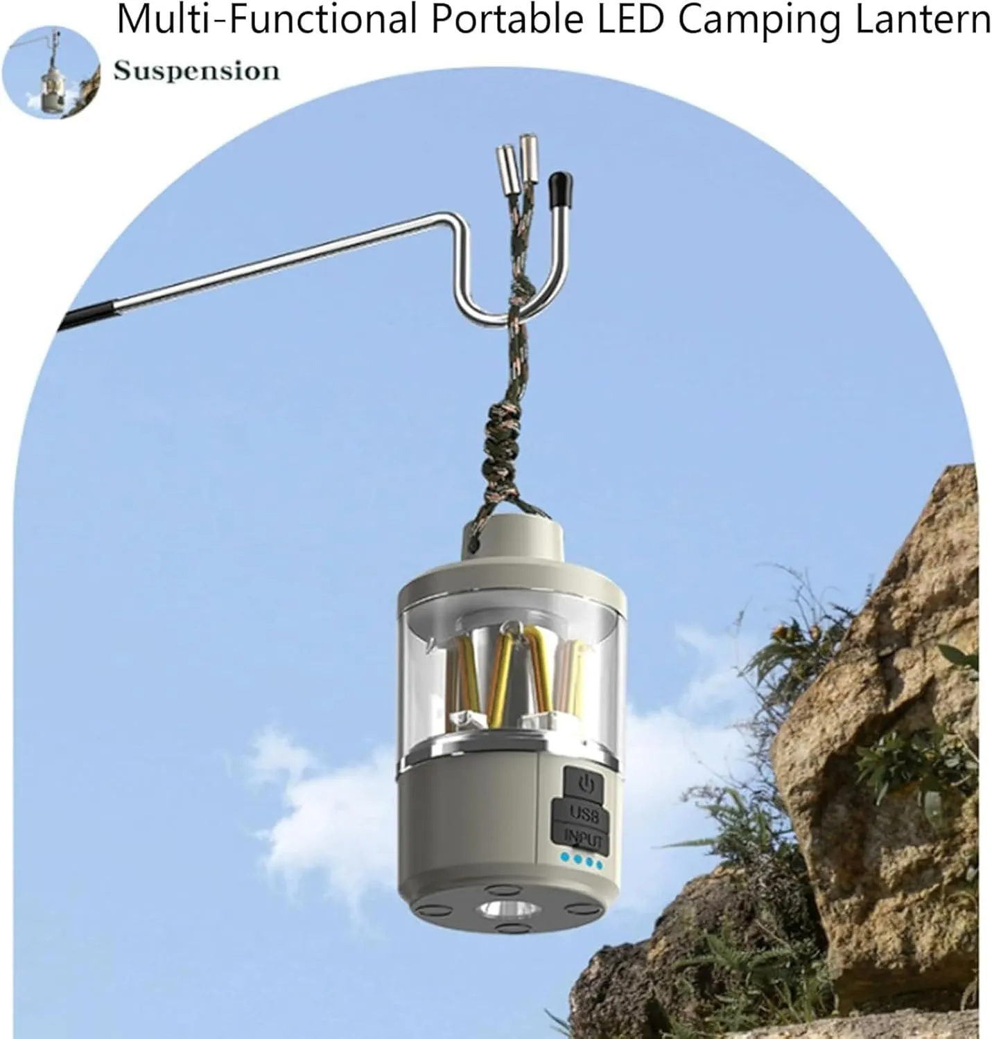 Multi-Functional Portable Camping Lantern, 2-in-1 Camping Lantern Rechargeable, Mini Lantern Camping, LED Camping Lantern, Tent Lantern Hanging (4PCS)