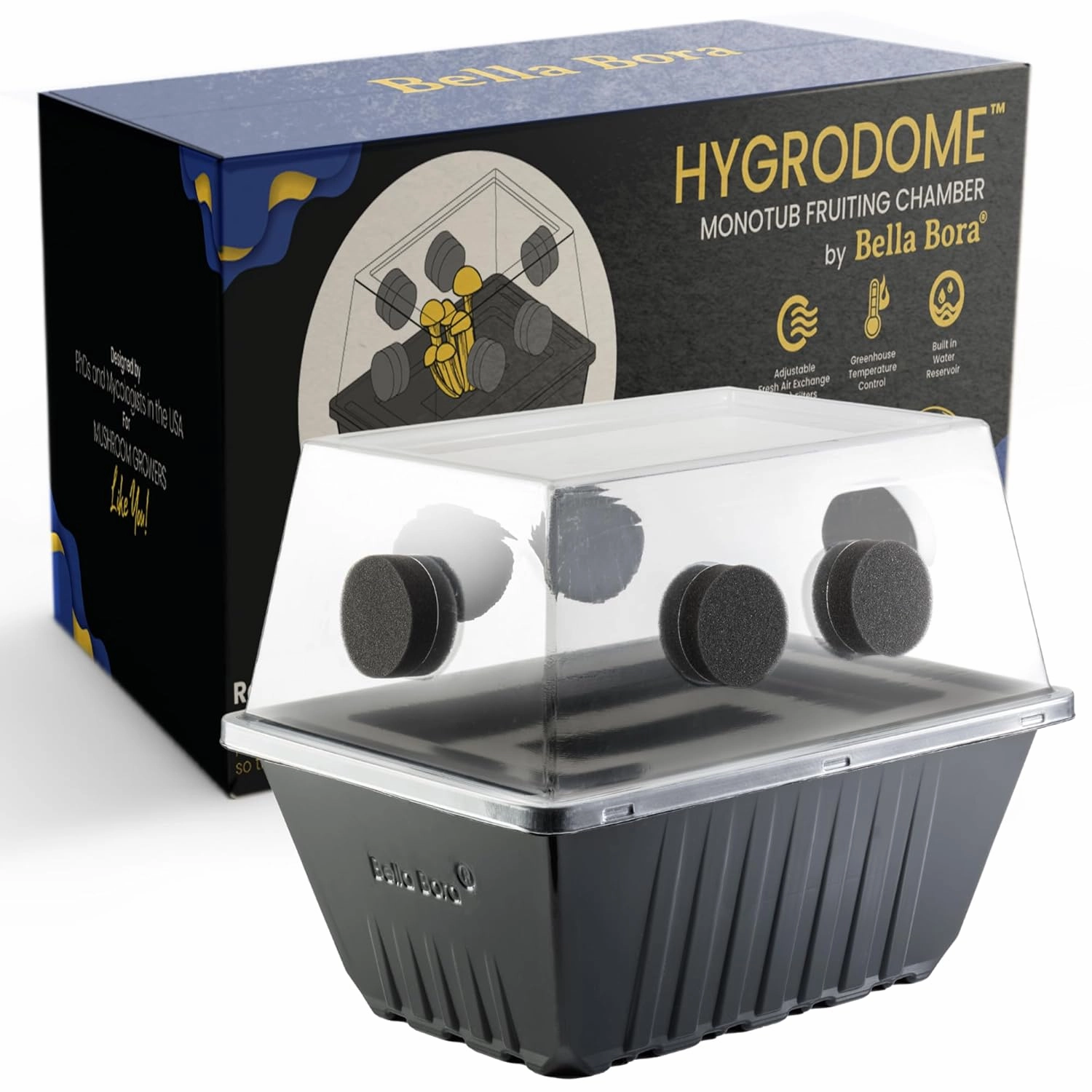 Mushroom Monotub Mushroom Grow Kit Stackable, Built-in Water Reservoir, Custom Filters for Fresh Air Exchange HygroDome by USA Mycologists