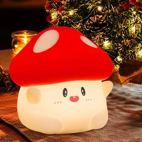 Mushroom Night Light, Cute Hug Mushroom Decor Lamp, Led Squishy Soft Silicone Night Lamp, Dimmable Rechargeable Portable Touch Nightlight for Kids Baby Sleep, Nursery Room Cute Decor Gifts