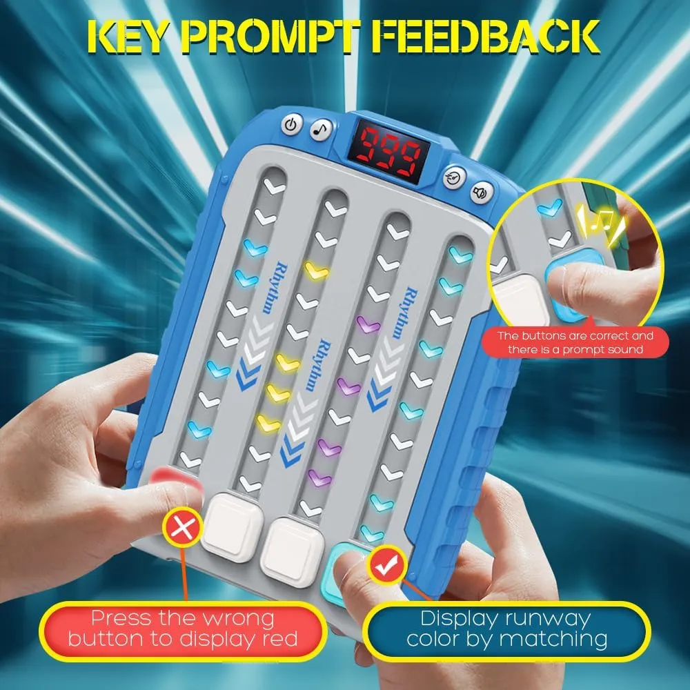 Music Rhythm Dance Game Machine, Kids Electronic Music Toy for Stress Relief, Handheld Games for Kids, Multiplayer Battle, Birthday Gifts for Boys Girls Teens Adults (Blue)