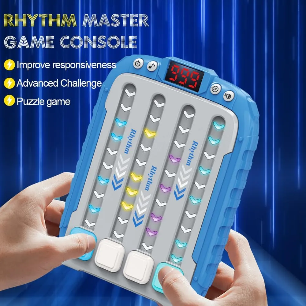 Music Rhythm Dance Game Machine, Kids Electronic Music Toy for Stress Relief, Handheld Games for Kids, Multiplayer Battle, Birthday Gifts for Boys Girls Teens Adults (Blue)