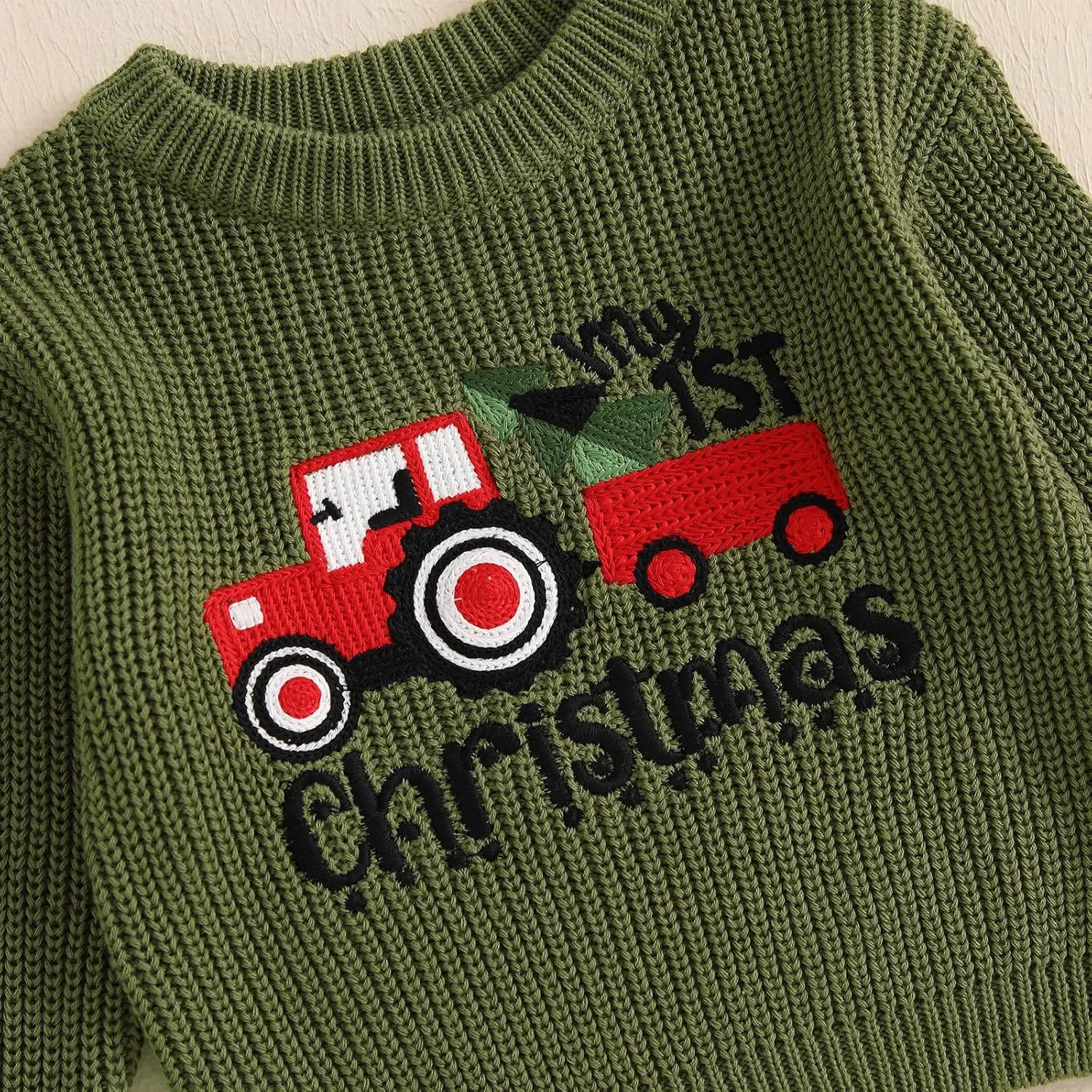 My First Christmas Baby Christmas Sweaters Letter Embroidered Long Sleeve Fall Winter Knitted Pullover