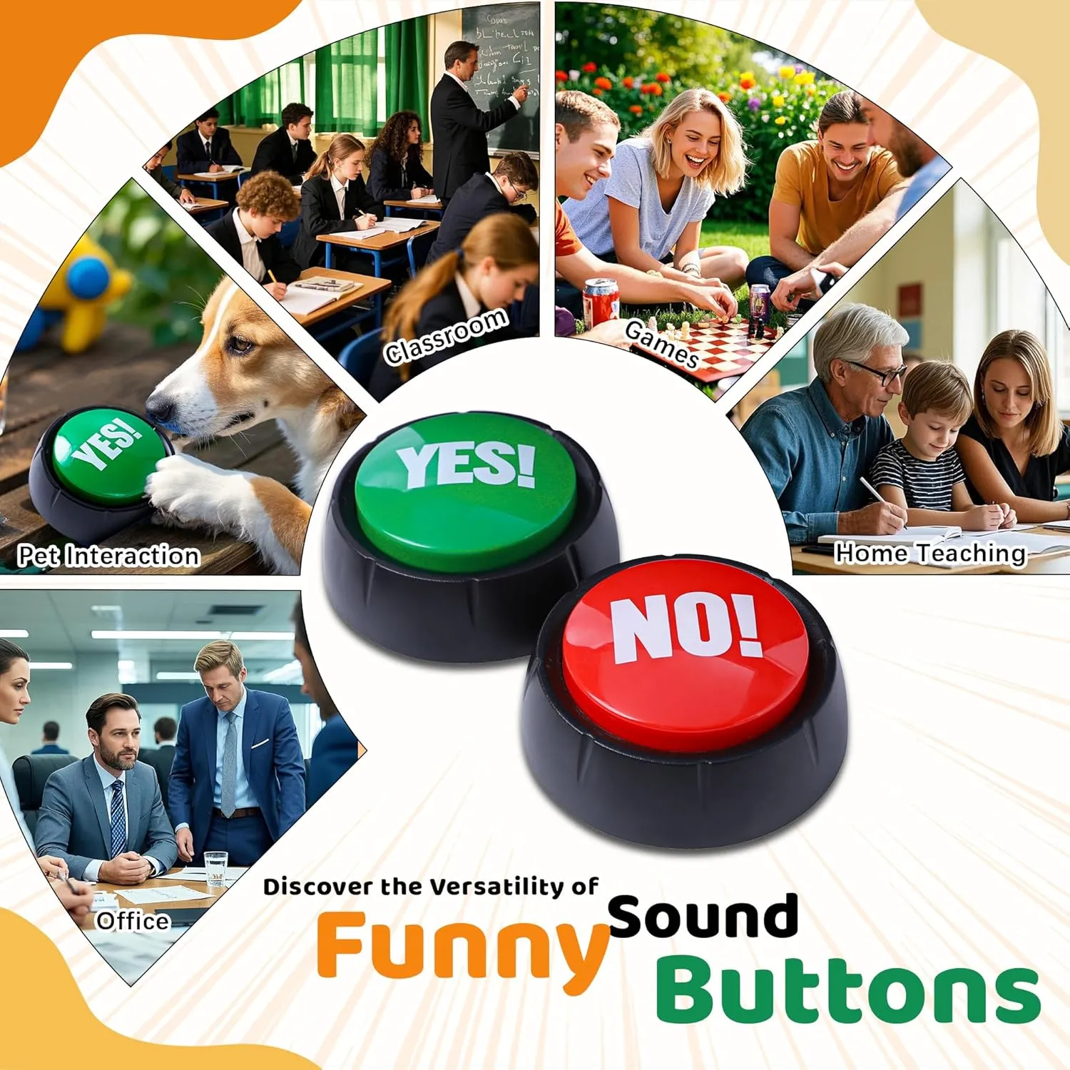 MyMealivos Funny Buzzer Button Toy - Gag Gifts, Game Addition, Stocking Stuffer (Yes No)